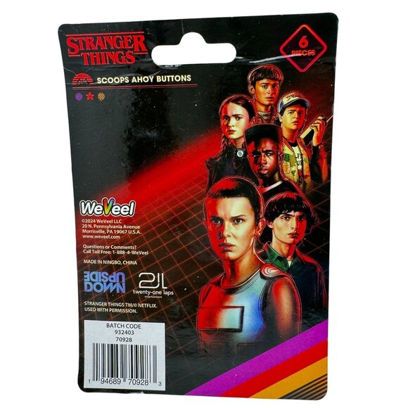 Stranger Things Scoops Ahoy 6-Pack Buttons Netflix Limited Edition - Picture 2 of 9
